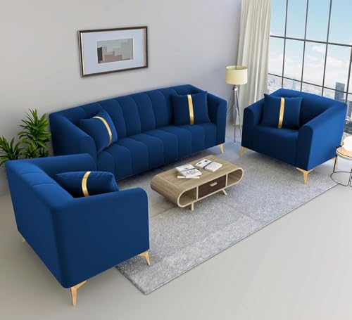 Image of A to Z Furniture Classic Chesterfield Sofa Set Luxury Chesterfield Sofa in for Home Living Room & Office (Blue)