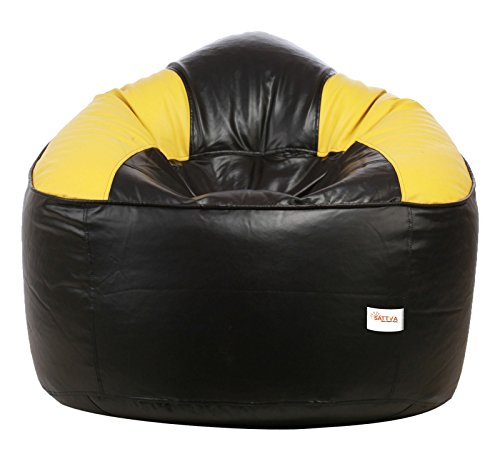 Image of Sattva Combo Muddha Bean Bag Cover Black AND Yellow XXXL with square stool