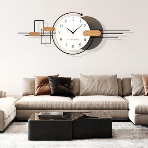 Grande Horloge Murale Moderne Silencieuse, Minimaliste Créative de Style Horloge Murale XXL, Horloge de Murale Geante sans Bruit de Tic-Tac pour Salon Chambre...