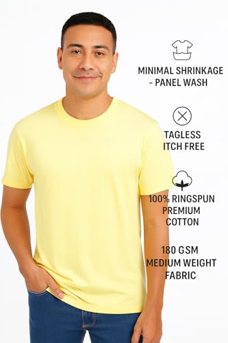 Image of Men's T-Shirts Ringspun Cotton Crew Neck Tee Shirts|Casual Wear T Shirt | Pre Shrunk with Panel Wash
