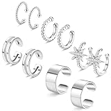 MILACOLATO 5 Pares Ear Cuff Pendientes Oreja Sin Agujero Ajustable Pendientes Clip Oro/Plata Hipoalergénicos Falsos Piercing Oreja Cartílago Helix Ear Cuff Joyas sin Agujeros-AS