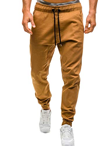 SOMTHRON Men's High Waist Drawstring Sweatpants Trousers Elastic Waist Slim Fit Sports Cargo Pants