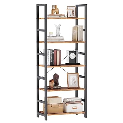 DUMOS 5-Tier Bookshelf, Modern Tall Bookcase