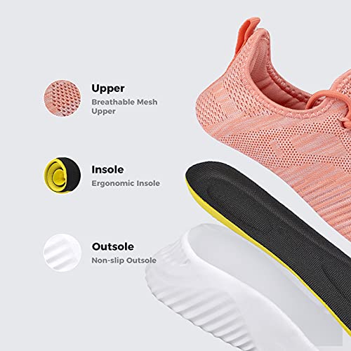 Image of Flysocks Slip On Sneakers for Women-Fashion Sneakers Walking Shoes Non Slip Lightweight Breathable Mesh Running Shoes Comfortable, B- Grapefruit Red, 7