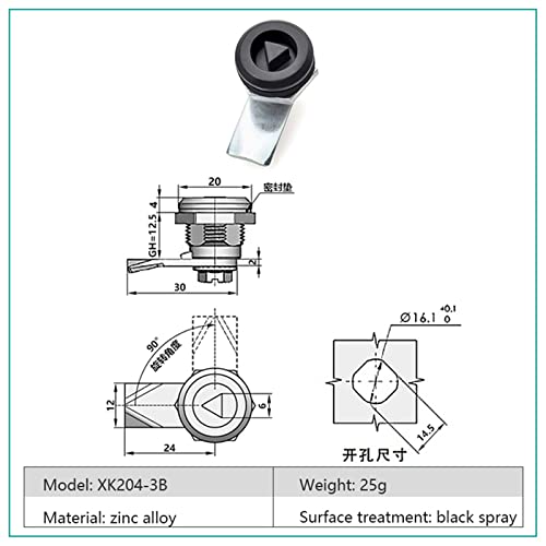 Cerradura triangular XK204-3B para asegurar cajas de luz y contadores de gas 3