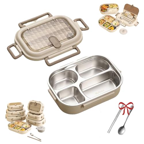 Microwavable Stainless Steel Insulated Bento Box, 1000/1500/2000ml for School,Company,Travel, 2025 New Lunch Box 304 Stainless S