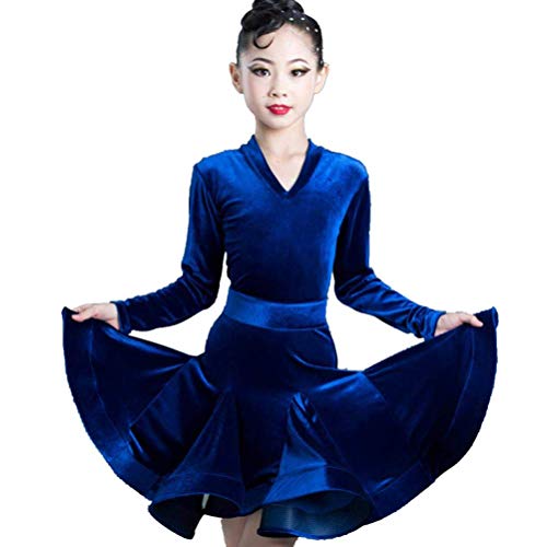 XIUWOUG Kinder Samt Latein übungskleider Gymnastik Tanzbekleidung Wettbewerb Tanzkostüm Kinder Ballsaal Tanzkleid Für M?dchen Cover