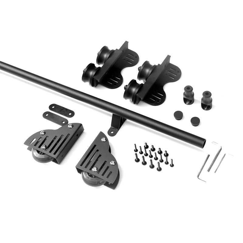 Quincaillerie coulissante pour échelle roulante avec rail de porte noire extensible