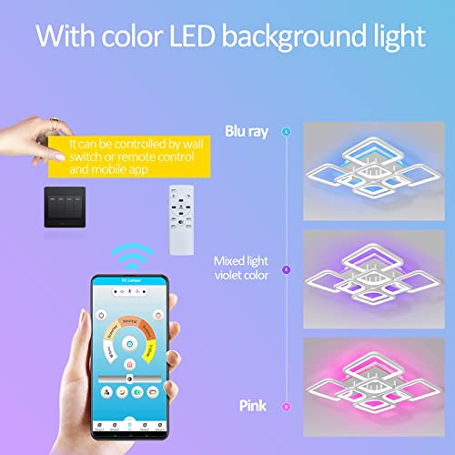 AHAWILL Dimmable Ceiling Light,Flush Mount Light Fixtures Modern LED Ceiling Lightwith App Bluetooth Connection/Remote Control,75W Ambient Light for Bedroom Living Room,Office, Kids Room, etc.… - Thumbnail 4