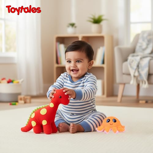 Image of TOYTALES Soft Toys Combo Pack Dinosaur Plush Toy & Octopus Stuffed Toy for Kids, Cute Plushies Soft Toy Set for Girls & Boys, Baby Gift Toys (Pack of 2)