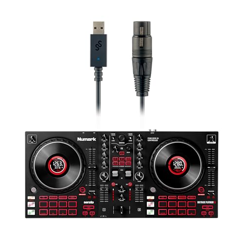 Image of DJ Controller & DMX Bundle - 4 Deck DJ Set with Capacitive Touch Jog Wheels & Audio Interface - Numark Mixtrack Platinum FX & SoundSwitch DMX Interface