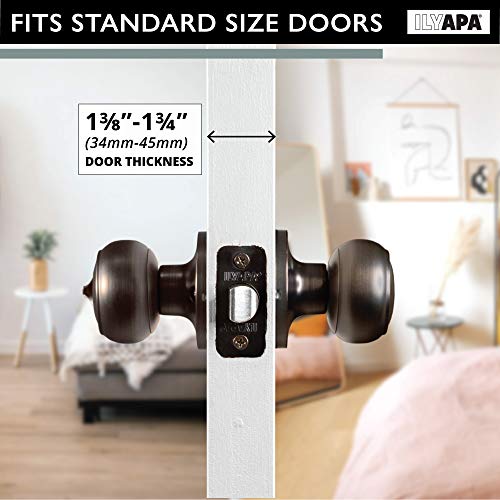 image for Ilyapa Interior Privacy Door Knob - Keyless Locking Door Handles for B