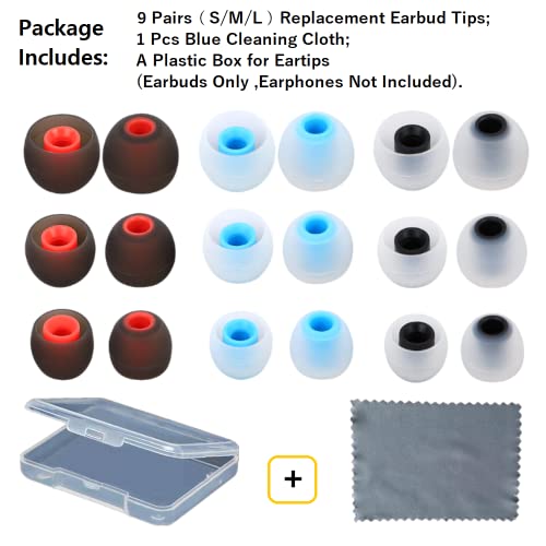 Image of Earbuds Replacement Tips Silicone Earbud Tips Ear Gels Fit for Inner Hole from 3.8mm - 5.1mm Earphones 9 Pairs S /M /L