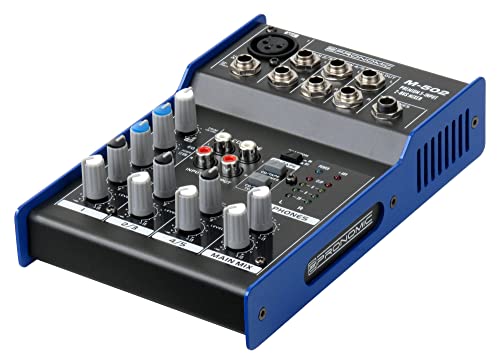Pronomic M-502 Live/Studio Mischpult (1 Mono-Kanäle XLR/Klinke, 2-Stereo Kanäle, 3-Band-EQ, 48V Phantomspeisung)