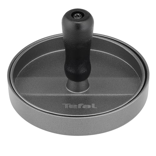 Tefal Presse à Hamburgers – Revêtement Antiadhésif, Stries pour Aspect Grillé, Revêtement Gris Anti-Taches, Compatible Lave-Vaisselle – Accessoire Officiel Tefal K1854034