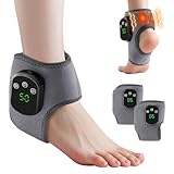 2PCS Ankle Massager for Pain Relief, Wireless Foot Massager for Circulation and Pain Relief Ankle Heating Pad with Massage Portable with 5-Level Heat & Vibration Adjustable, Smart Timer Touch Screen
