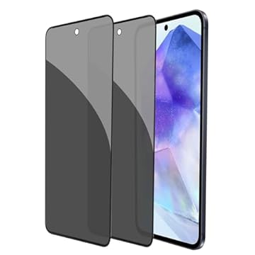 ZSHMJMJ [Pacote com 2] Protetor de tela de privacidade para Samsung Galaxy A55 5G 6,6 polegadas, vidro temperado, antiespião, sem bolhas, 9H, HD, película de vidro de cobertura total com dobra 3D para