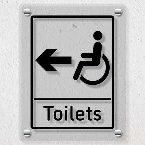 Panneau toilettes handicapées plexiglas flèche gauche 200x300 mm V Safety