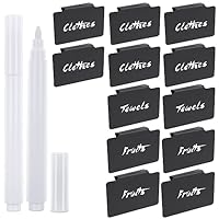 12 STK Etikettenhalter Set, Abeillo PVC Korb Etiketten und Whiteboard Stift Set, Tafeletiketten Regal Clip Etikettenhalter für Aufbewahrungsbehälter Organisationsbox Lagerung Körbe (Schwarz)