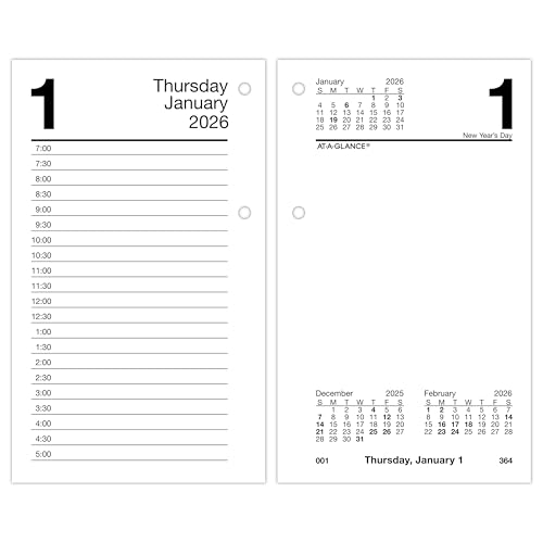 AT-A-GLANCE 2026 Desk Calendar Refill Daily 3.5 x 6 Standard Loose-Leaf (E7175026)