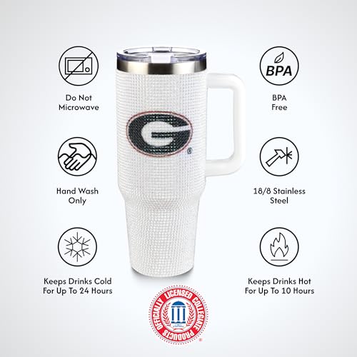 Image of The Memory Company Officially Licensed 40oz White Bling Game Day Tumbler, University of Georgia