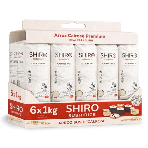 Arroz para sushi, Misori Sushi Rice, arroz de grano medio redondo, Shiro Arroz de Calrose, Ideal para onigiri, Donburi, Platos Japoneses Diarios, Cocina Japonesa, Contiene 6 unidades de 1 Kg