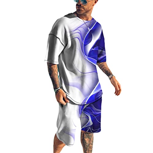 Ensemble t-shirt d'été imprimé 3D streetwear tenue homme stylée 2 pièces ts1448 XS