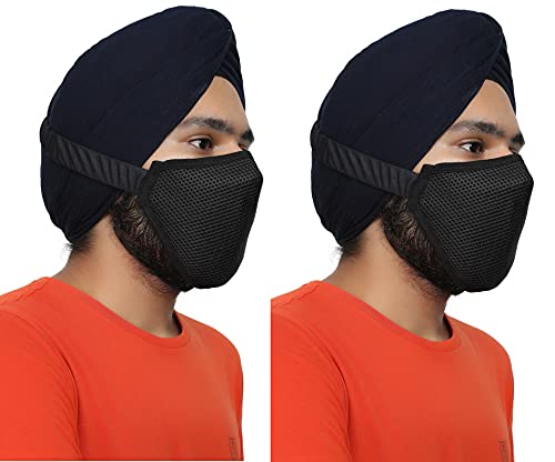 bismaadh 3 Layers Breathable Cotton Blend & Elastic Turban Friendly Mask with Adjustable Stick Strips-picture-20