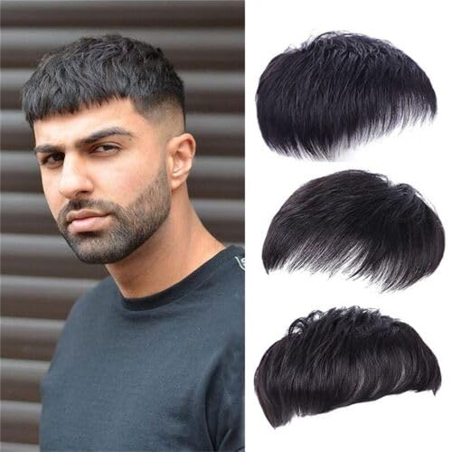 D-DIVINE Men's Wig Human Hair Toupee with PU Around Hair Replacement Clip in Male For Baldness (Base 16 * 18 cm)-image-17