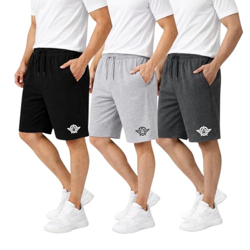 Image of KART BLACK Plus Sizes Men's Cotton Knee Length Shorts(M,L,XL,XXL,XXXL,4XL,5XL Shorts)| Casual and Night Wear Mens Shorts Pack of 3