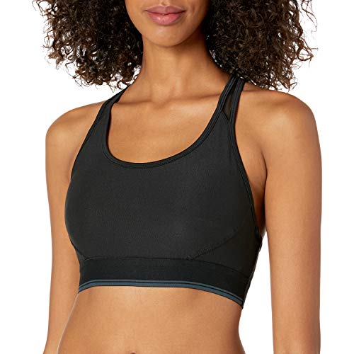 Amazon Essentials Women's Medium-Support Racerback Sports Bra, Black, X-Small