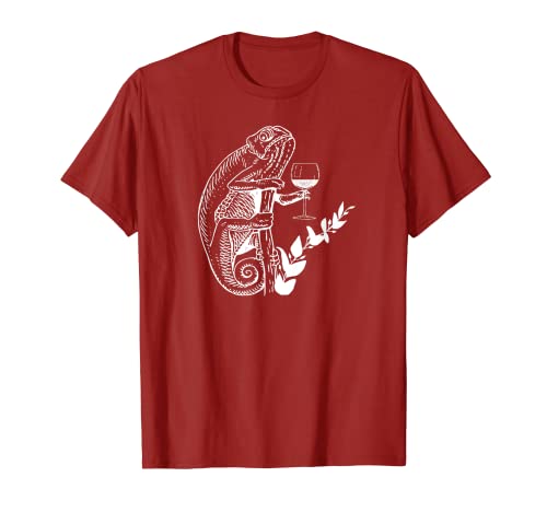 Amantes del vino camaleón beber divertido regalo de lagarto animal Camiseta