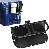 Steel Cup Holder and Phone Holder Compatible with Yeti Tundra and Haul Wheel Cooler - Bottom Hole for Fishhook or Mountaineering Keychain - Cup Holder for Yeti - Phone Holder for Yeti