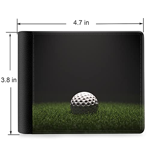 (Golf Ball and Grass Front Pocket Slim Bifold Leather Wallet RFID Blocking with ID Window for Men2