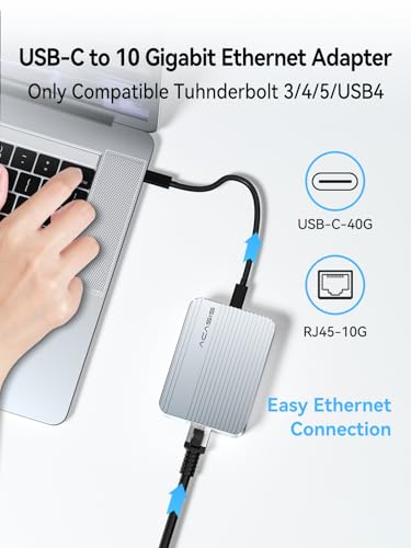 Image of ACASIS USB4 to10gb ethernet Adapter High-Speed USB C to Ethernet Adapter OnlyCompatibleThunderbolt3 /4 /5 /USB4 Aluminum Housing10gb ethernet Adapter Supports10 /5 /2.5 /1Gbps /100Mb /s for Mac /Windows /Linux