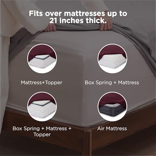 Image of Bedsure Deep Pocket King Sheets Set - Fits Mattresses Up to 21 Inches Thick - 4 Piece GentleSoft Bed Sheets, Moisture Wicking, Soft & Cooling Bedsheet & Pillowcases, Easy & Secure Fit, Red