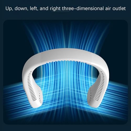 Image of Portable Neck Fan Bladeless Wearable Cooling Fan 360 Airflow Hair-Safe Hanging Design 3-Speed Adjustable Rechargeable 2000mAh for Home Office Travel Outdoor