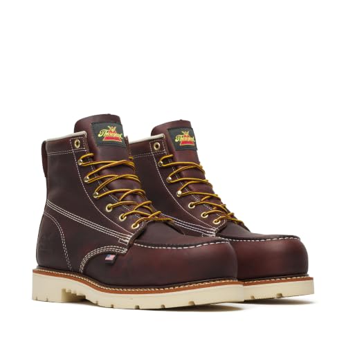 Thorogood American Legacy 6" Nano Composite Safety Toe Moc Toe Work Boot, Black Walnut Full-Grain Leather, MAXWear 90 Slip-Resistant Outsole, Goodyear Storm Welt Construction