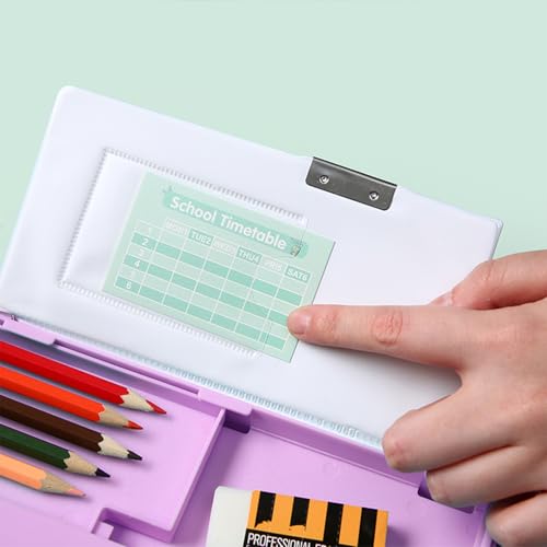 Image of Pop Up Multifunction Pencil Case, Cute Cartoon Pen Box Organizer Stationery with Calculators, Sharpener, Schedule, School Supplies, Best Birthday Gifts for Kids Teens (Purple)