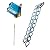 EQCOTWEA Wall-Mounted Loft Attic Ladder Wall Attic Folding Ladder Loft Scissor Stairs W/12 Pedals 8.2-9.8ft Height Extension Attic Beam Ladder Stairs Load 660LB Pulldown Attic Steps(Blue-White)