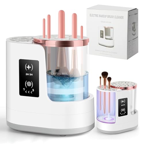 3-in-1 Makeup Brush Cleaner Machine and Dryer with Drying & UV Care Function for Travel Home Use Electric Makeup Brush Cleaner for Makeup Lovers & Professionals (White)