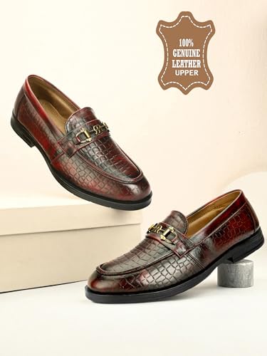 Image of Inklenzo Men's Premium Leather Loafers Soft Cushioned Slip-On Formal Shoes Loafers for Men