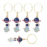 [CVUTOVO] 宇宙飛行士キーホルダー 惑星テーマの金属製バックパック用 車用キーチェーン パーティー記念品やお土産向け装飾アクセサリー 5個セット