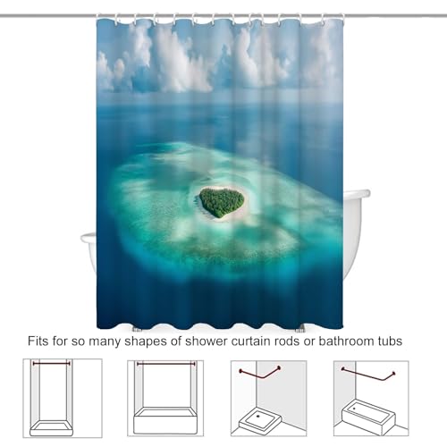Rideau de douche 180x180 cm tropical turquoise en polyester imperméable - 8
