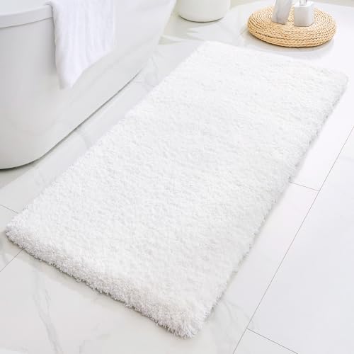 Disolla White Bathroom Rug 24x48 - Non-Slip Plush Thick Bath Mat, Highly Absorbent & Ultra Soft Fluffy Floor Mat, Machine Washable for Shower and Tub by Disolla - Image 8