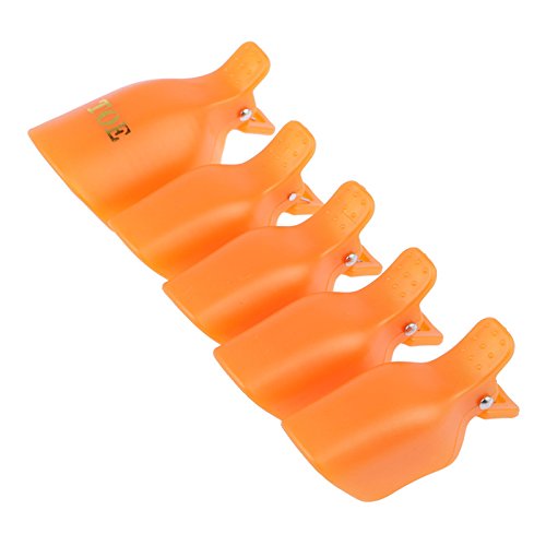 Yimart Pack of 10 Reusable Plastic Toenail Nail Art Soak Off Cap Clip UV Gel Polish Remover Wrap Tool (Orange)