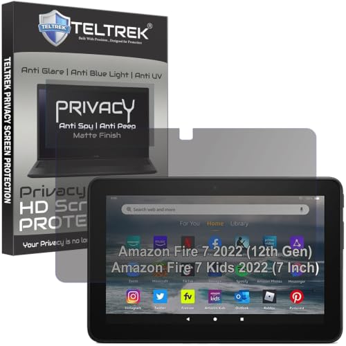 Image of Privacy Matte Anti Peep Screen Guard Compatible With Amazon Fire 7 2022 / Fire 7 kids Tablet 2022 12th Gen 7 inch Inch Tab Anti Spy Screenguard Not a Tempered Glass Screen Protector