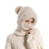 Uoqpty Winter Kapuzenschal - Winddichte Kopfbedeckung Mit Zugschnur - Kapuze Maske Und Halsbedeckung Für Den Winter,Für Warmes Und Kaltes Wetter, Abenteuer, Pendeln, Wandern, Skifahren, Weihnachten,