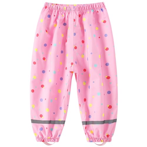 Fewlby Kids Rain Pants Toddler Waterproof Trousers Lightweight for Boys Girls