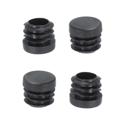 Image of PATIKIL 3 /4 Inch Plastic Tubing End Caps, 4 Pcs Round Hole Plug Insert for Round Iron Pipe Chair Leg Table Bookshelves Patio Furniture, Black